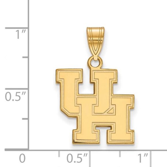 14k Gold Plated Silver U. of Houston Medium 'UH' Pendant - Picture 2 of 3